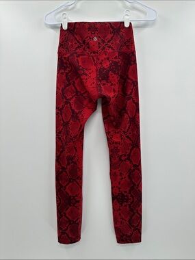 Lululemon Wunder Under Cranberry Red Snake-Print High-rise Pants/Leggings